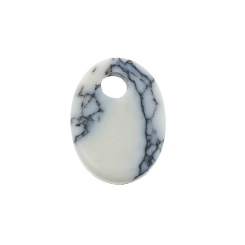 Sequin ovale 8x6 mm en pierre gemme - Howlite x1