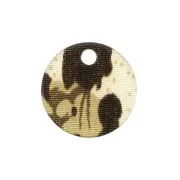 Sequin rond en plexiglas 15 mm motif léopard - Marron - Beige x1