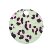 Sequin rond en plexiglas 19 mm motif léopard - Vert - Rose x1|raw }}