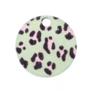 Sequin rond en plexiglas 19 mm motif léopard - Vert - Rose x1