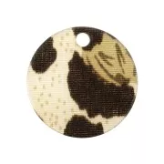 Sequin rond en plexiglas 19 mm motif léopard - Marron - Beige x1
