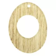 Pendentif ovale ajouré en plexiglas 25x19 mm motif bois - Beige x1