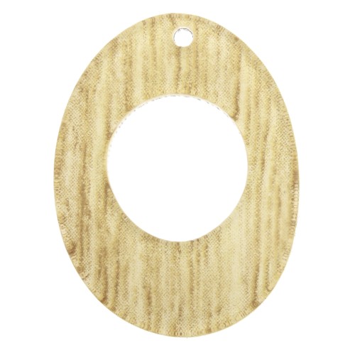 Pendentif ovale ajouré en plexiglas 25x19 mm motif bois - Beige x1