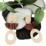 Intercalaire demi-lune en plexiglas 23x11mm 2 trous motif bois - Beige x1