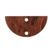 Intercalaire demi-lune 23x11mm 2 trous motif bois - Marron x1