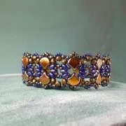 Perles en verre Ginko Duo 2 trous 7.5x7.5 mm Bondeli Matt Purple x10g