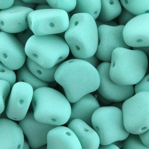 Perles en verre Ginko Duo 2 trous 7.5x7.5 mm Bondeli Matt Mint x10g
