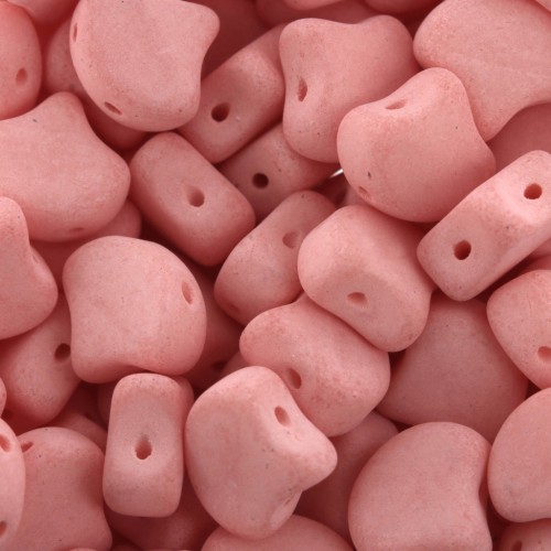 Perles en verre Ginko Duo 2 trous 7.5x7.5 mm Bondeli Matt Coral x10g