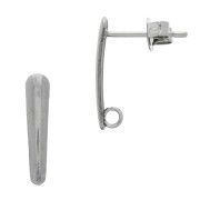 Clous d'oreilles goutte plate 15.5 mm 1 anneau en Acier inox x2