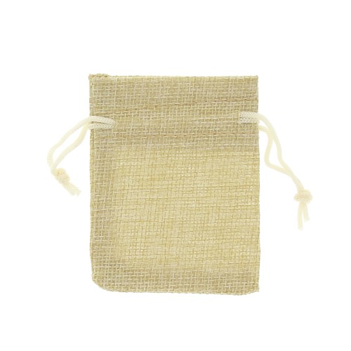 Pochon en toile synthétique effet jute pour bijoux 70x85 mm - Beige x1