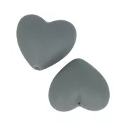 Perles en silicone forme coeur 19x20mm pour attache sucette - tétine Gris foncé x2
