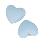 Perles en silicone forme coeur 19x20mm pour attache sucette-tétine Bleu Layette x2