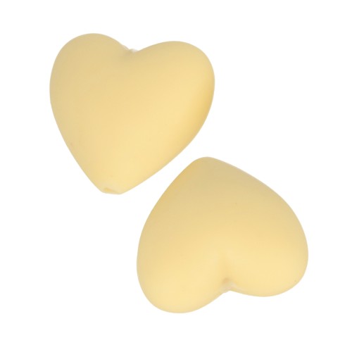 Perles en silicone forme coeur 19x20 mm pour attache sucette - tétine - Jaune x2