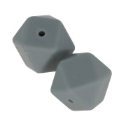 Perles hexagonales en silicone 17 mm pour attache sucette - tétine - Gris foncé x2