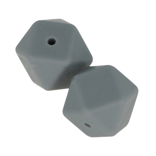 Perles hexagonales en silicone 17 mm pour attache sucette - tétine - Gris foncé x2