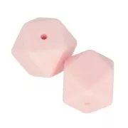 Perles hexagonales en silicone 17 mm pour attache sucette - tétine Rose Layette x2