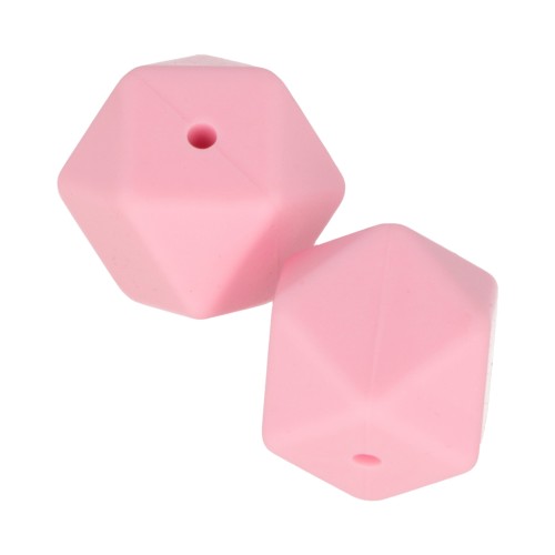 Perles hexagonales en silicone 17 mm pour attache sucette - tétine - Rose x2