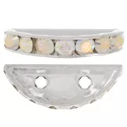 Rondelle Demi-Lune 20x9 mm argentée Crystal AB x1