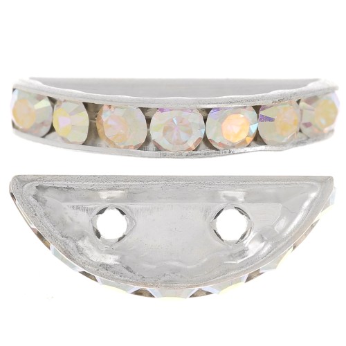 Rondelle Demi-Lune 20x9 mm argentée Crystal AB x1