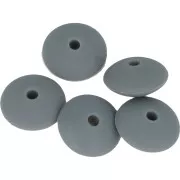 Perles rondelles en silicone 12 mm pour attache sucette - tétine - Gris foncé x5