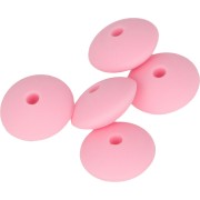 Perles rondelles en silicone 12 mm pour attache sucette - tétine - Rose x5|raw }}
