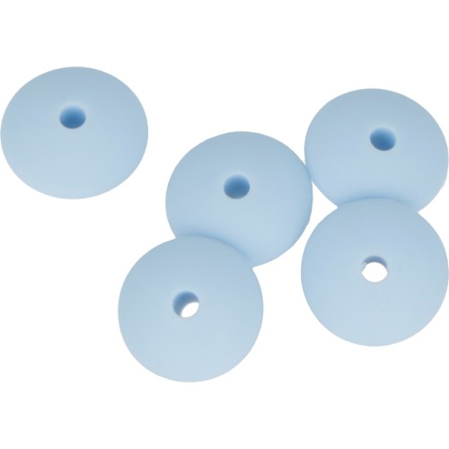 Perles rondelles en silicone 12 mm pour attache sucette - tétine Bleu Layette x5