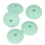 Perles rondelles en silicone 12 mm pour attache sucette - tétine - Mint x5