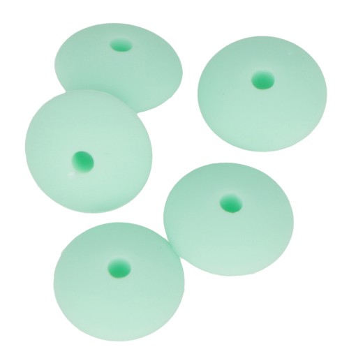 Perles rondelles en silicone 12 mm pour attache sucette - tétine - Mint x5