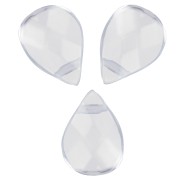 Perles briolettes plates 12x8.5 mm en verre - Transparent x5