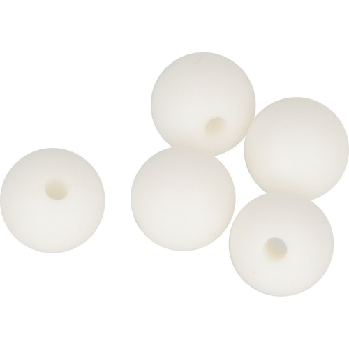 Perles rondes en silicone 10 mm pour attache sucette - tétine - Blanc x5