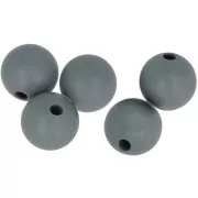 Perles rondes en silicone 10 mm pour attache sucette - tétine - Gris foncé x5