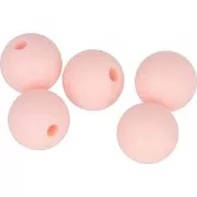 Perles rondes en silicone 10 mm pour attache sucette - tétine Rose Layette x5