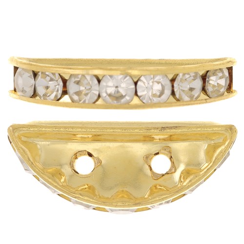 Rondelle Demi-Lune 20x9 mm dorée Crystal  x1