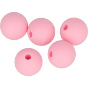Perles rondes en silicone 10 mm pour attache sucette - tétine - Rose x5|raw }}
