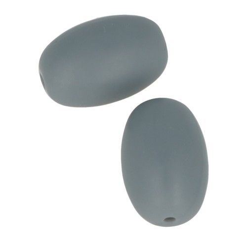 Perles en silicone forme olive 20x13mm pour attache sucette - tétine Gris foncé x2