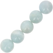 Perles rondes en pierre gemme 10 mm - Aigue-Marine x5