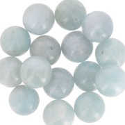 Perles rondes en pierre gemme 10 mm - Aigue-Marine x5