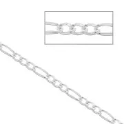 Chaîne maille figaro alternée (1x3) 1.3 mm en Argent 925 x 50cm