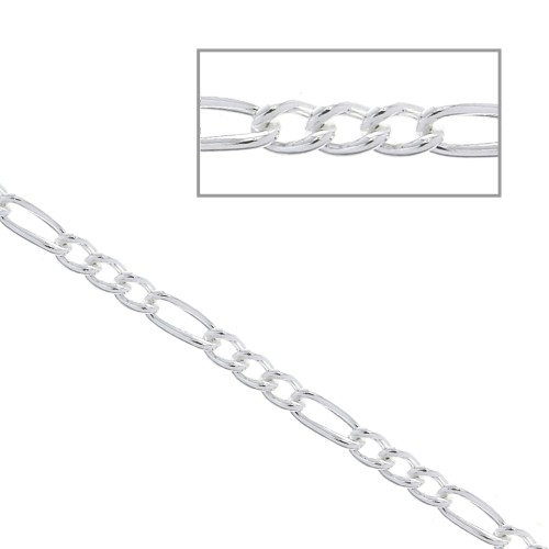 Chaîne maille figaro alternée (1x3) 1.3 mm en Argent 925 x 50cm