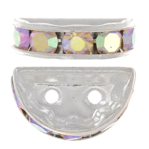 Rondelle Demi-Lune 14x8 mm argentée Crystal AB x1