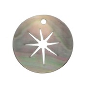 Pendentif rond en Nacre - étoile du nord ajourée - 19 mm x1