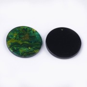 Pendentif rond en acétate de cellulose 28 mm - Marbré Vert - Marron x1|raw }}