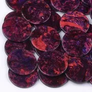 Pendentif rond en acétate de cellulose 28 mm - Marbré Violet - Rouge x1