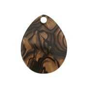 Pendentif goutte en acétate de cellulose 28.5x22 mm - Marbré Camel - Noir x1|raw }}