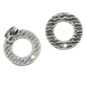 Clous d'oreilles ronds texturés évidés à décorer en zamac 16mm Placage Argent fin vieilli x2|raw }}