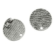 Clous d'oreilles ronds texturés à décorer en zamac 15 mm - Placage Argent fin vieilli x2|raw }}