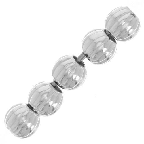 Perles Rondes striées 5 mm en Argent 925 x15