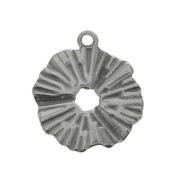 Breloque ronde irrégulière ajourée effet plissé 17mm en Acier inoxydable 304 x1|raw }}