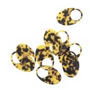 Pendentif ovale ajouré en acétate 48.5x32 mm - Ecaille de tortue Marron - Noir x1