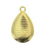 Pendentif goutte travaillé en zamac et résine époxy 21x12 mm Doré à l'or fin- Noir x1